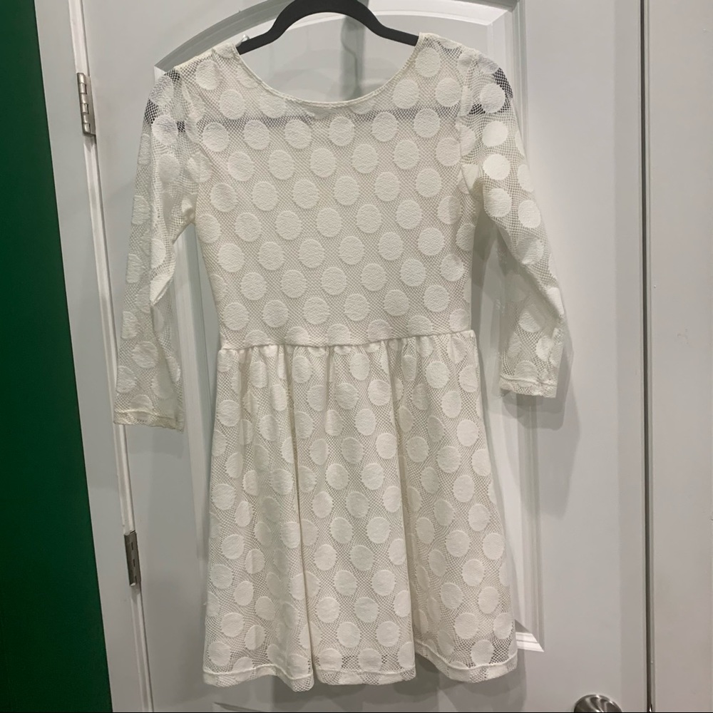 white dress polka dot
